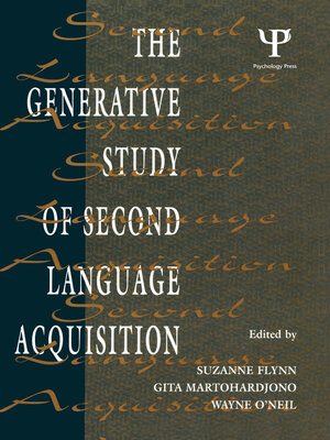 cover image of The Generative Study of Second Language Acquisition